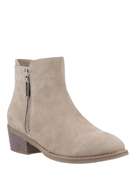 Hush Puppies Ingrid Zip Suede Ankle Boots - view 2, Taupe