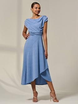 Jolie Moi Simmer Cowl Neck Midi Dress, Light Blue