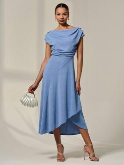 Jolie Moi Simmer Cowl Neck Midi Dress - view 2, Light Blue
