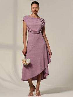 Jolie Moi Simmer Cowl Neck Midi Dress, Mauve