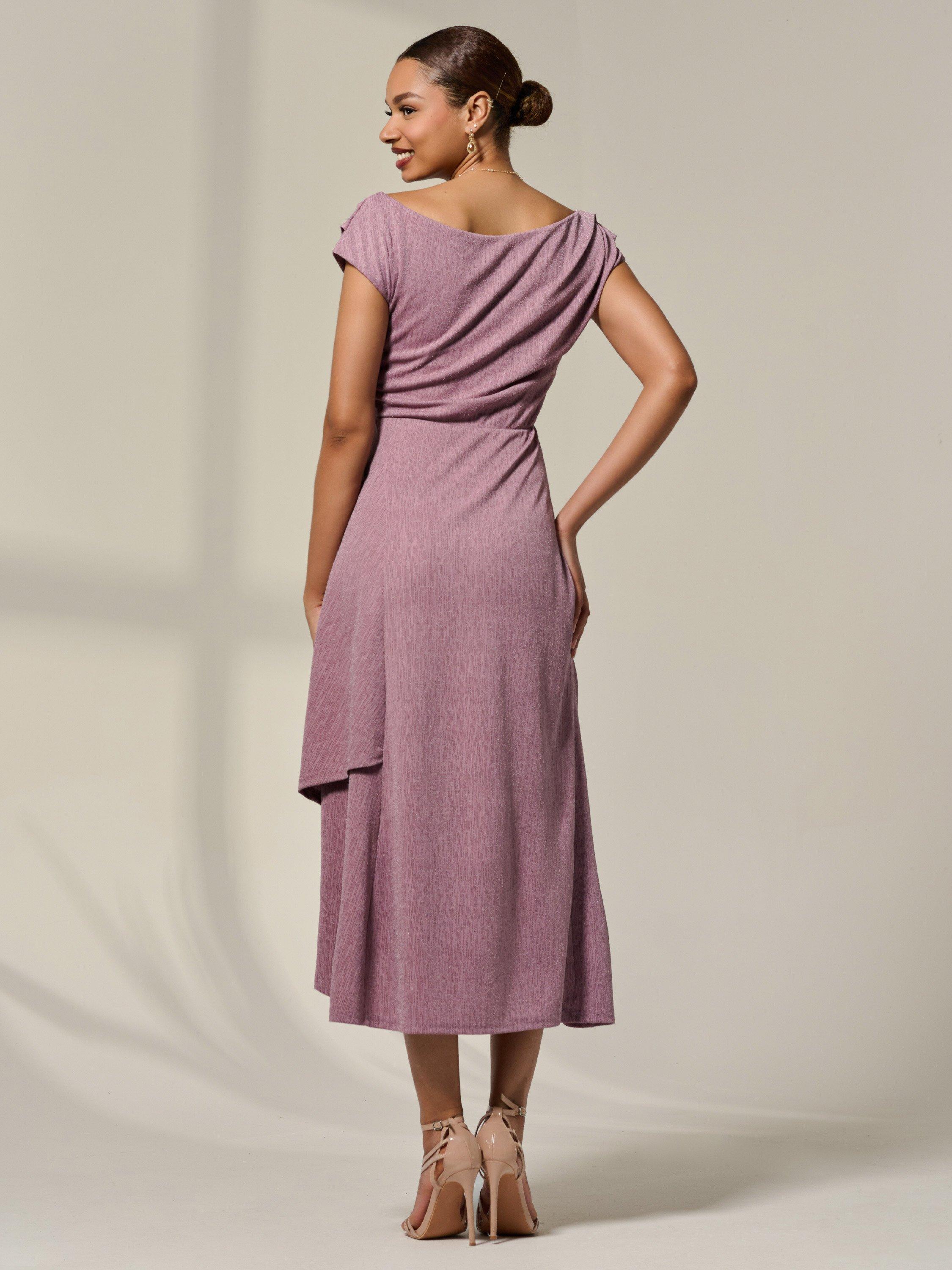 Product image 3 of 7, which shows Jolie Moi Simmer Cowl Neck Midi Dress, Mauve, 8