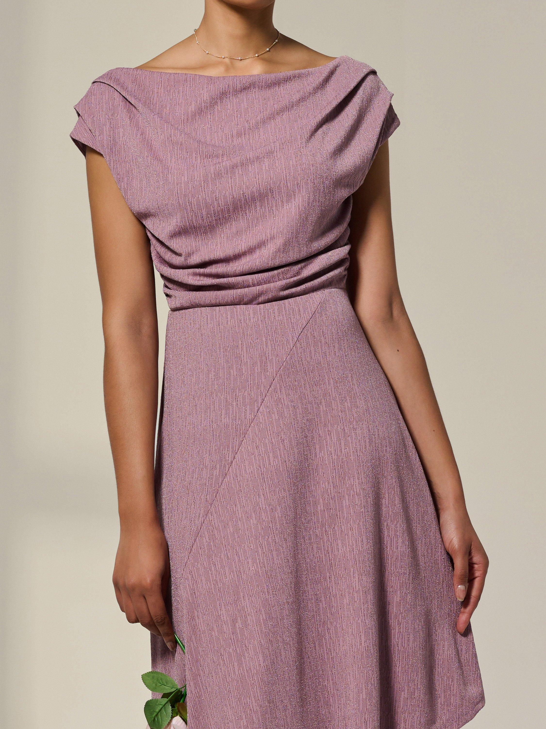 Product image 4 of 7, which shows Jolie Moi Simmer Cowl Neck Midi Dress, Mauve, 8