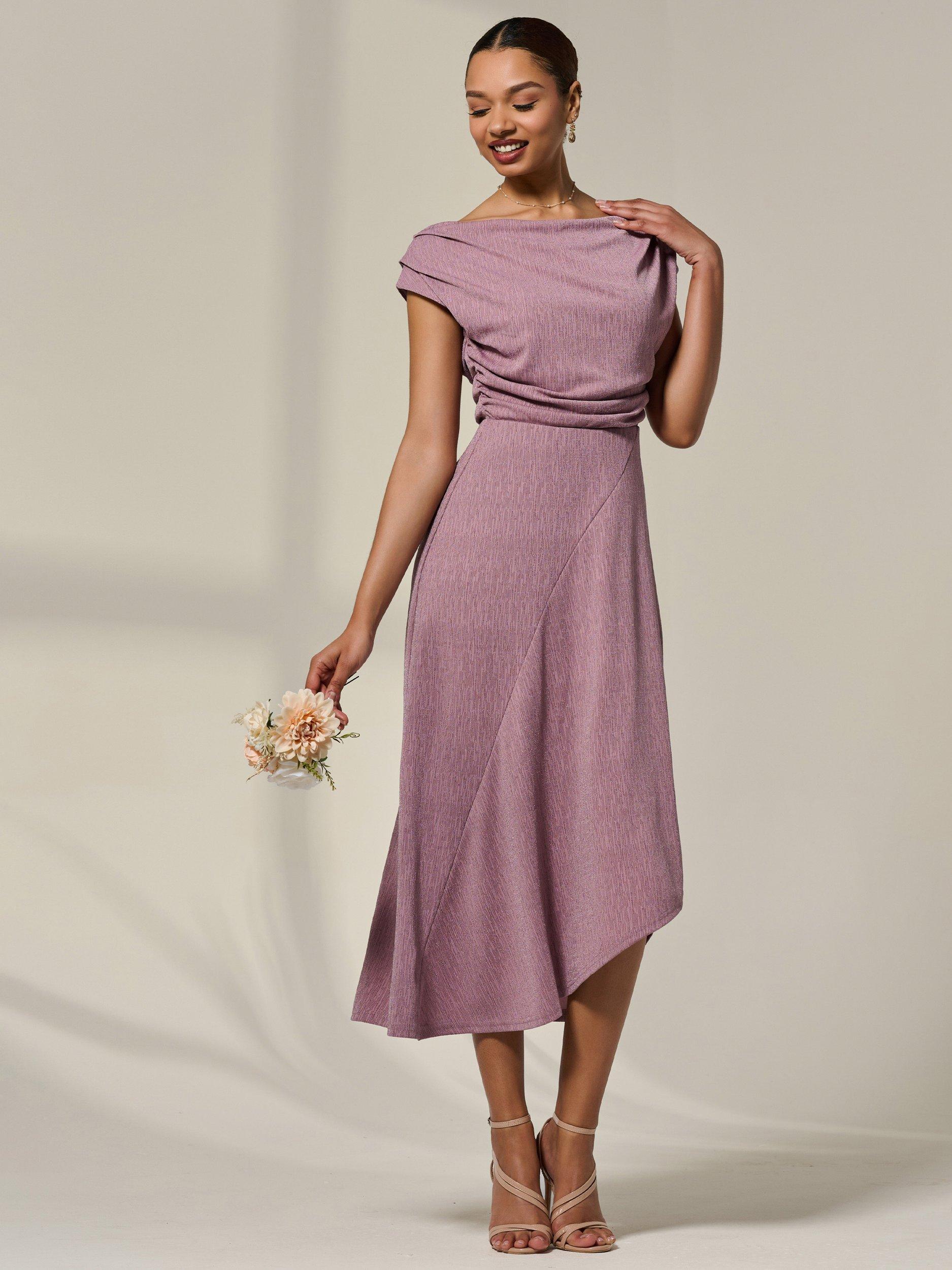 Product image 7 of 7, which shows Jolie Moi Simmer Cowl Neck Midi Dress, Mauve, 8