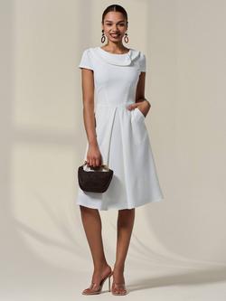 Jolie Moi Retro Collar Cap Sleeve Dress, White - view 2, White