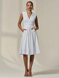 Jolie Moi Plain Sleeveless Midi Dress, White