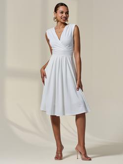 Jolie Moi Plain Sleeveless Midi Dress, White - view 2, White