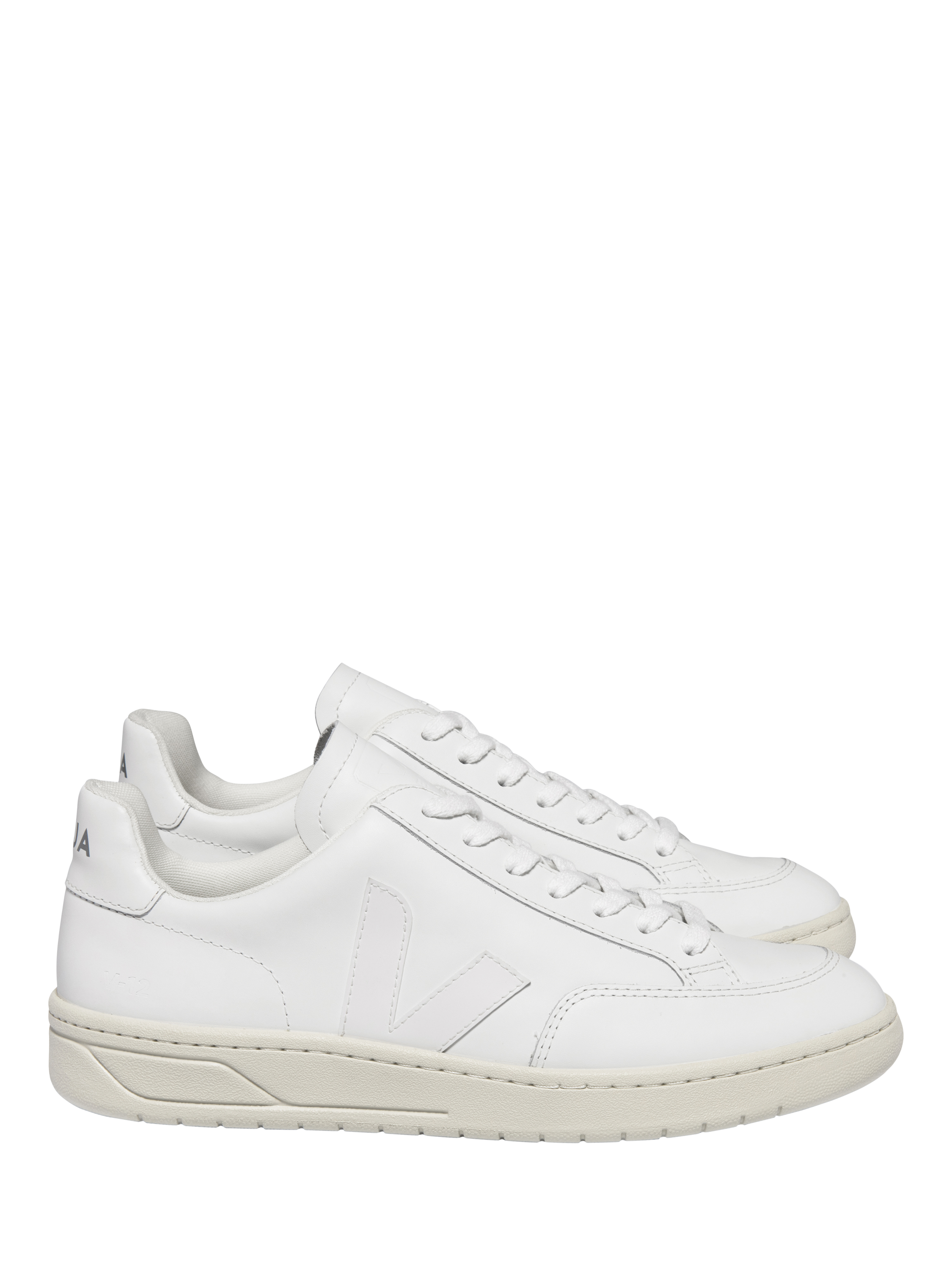 Product image 1 of 3, which shows VEJA V12 Leather Lace Up Trainers, Extra White, 7