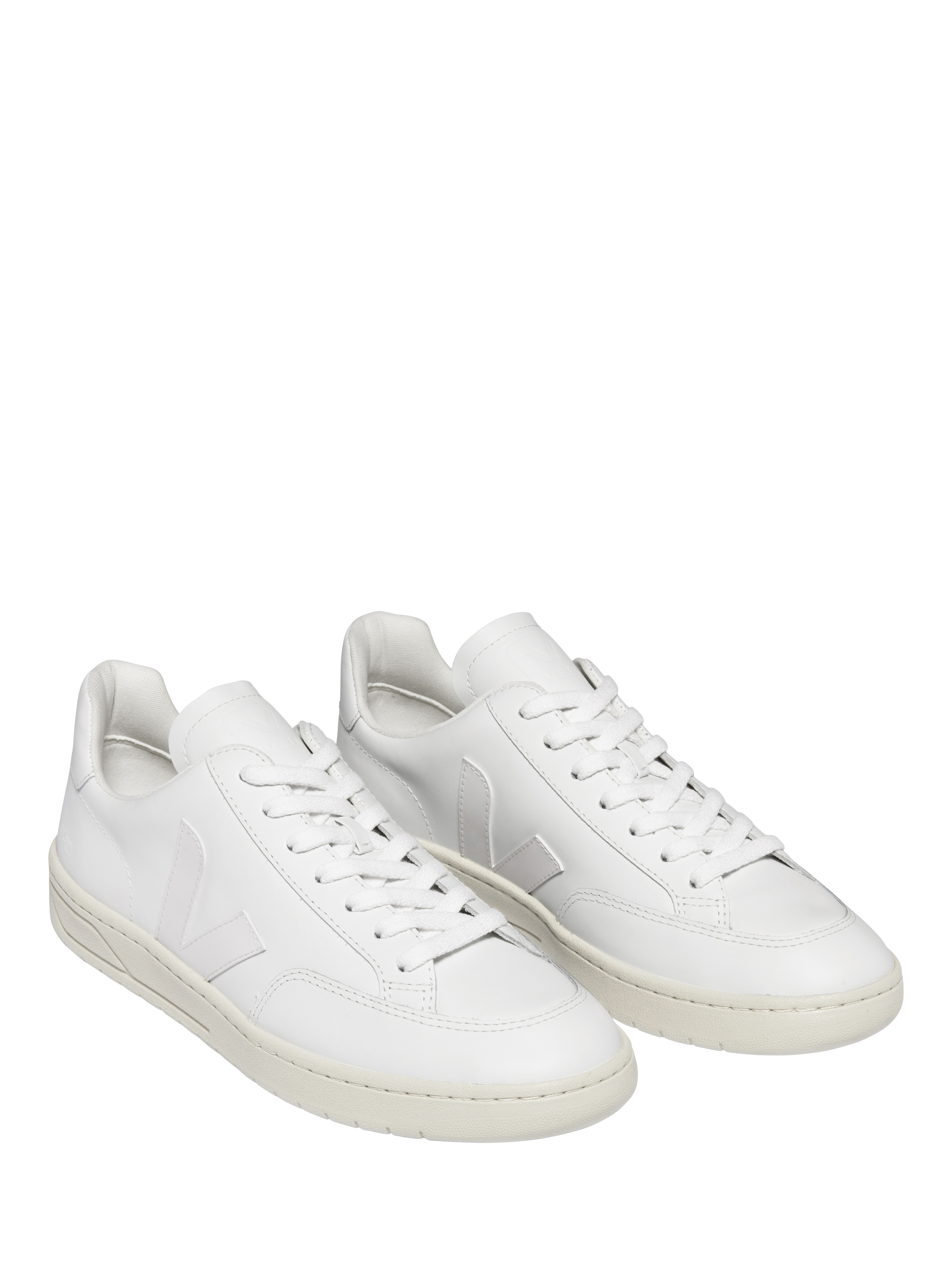 Product image 2 of 3, which shows VEJA V12 Leather Lace Up Trainers, Extra White, 7