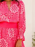 Aspiga Maeve Geometric Floral Midi Dress, Pink/White