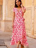 Aspiga Demi Floral Wrap Dress, Pink/Green