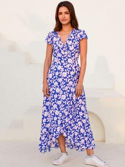 Aspiga Demi Floral Wrap Dress, Cobalt/Pink