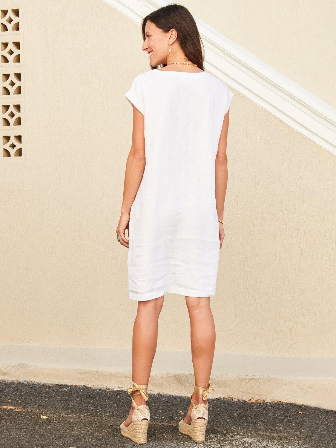 Product image 4 of 4, which shows Aspiga Dori Pure Linen Dress, White, XXL