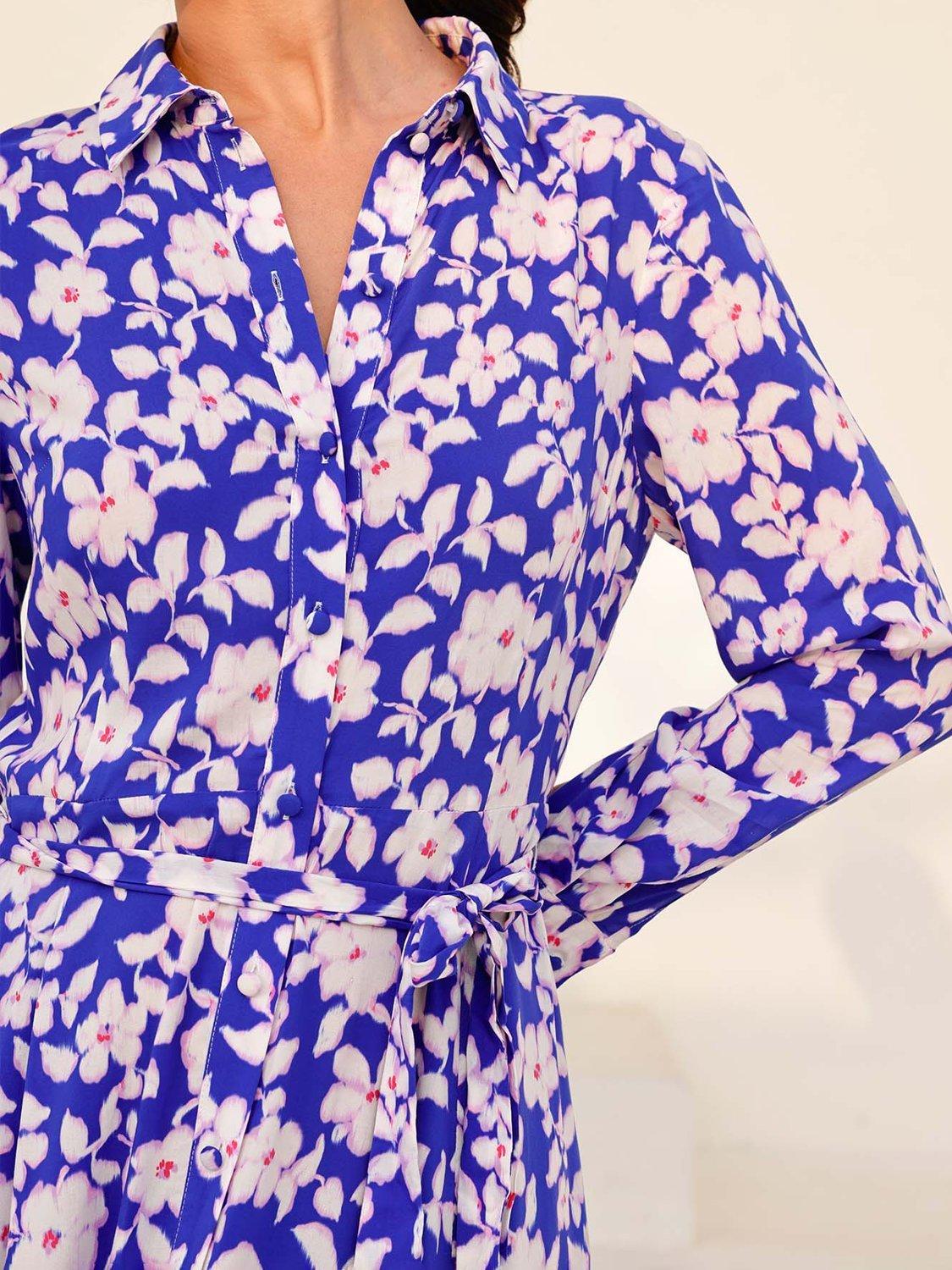 Product image 2 of 4, which shows Aspiga Eliza Floral Shirt Dress, Cobalt/Pink, XL
