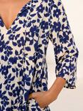 Aspiga Emma Floral Midi Dress, Cream/Navy