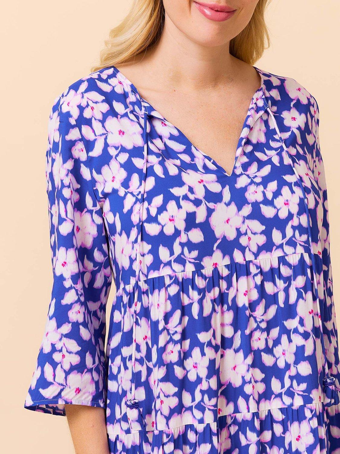 Product image 4 of 5, which shows Aspiga Emma Floral Midi Dress, Cobalt/Pink, XS