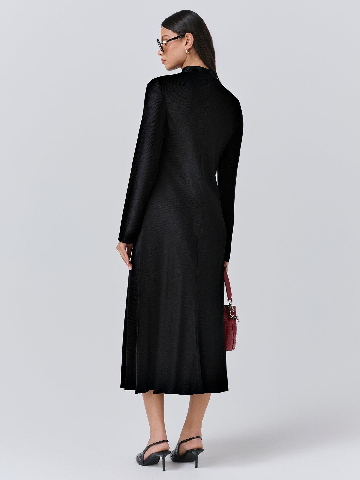 Product image 5 of 5, which shows Ghost Stephanie Tie Neck Midi Dress, Black, S