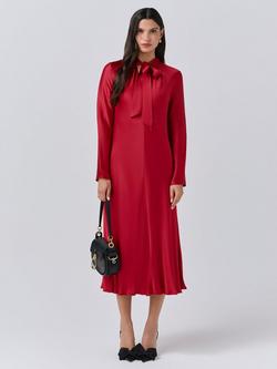 Ghost Stephanie Tie Neck Midi Dress, Red, Red