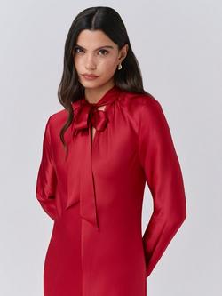 Ghost Stephanie Tie Neck Midi Dress, Red - view 2, Red