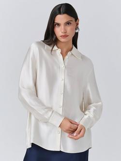 Ghost Ellie Satin Shirt, Ivory, Ivory