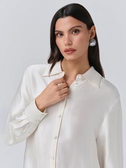 Ghost Ellie Satin Shirt, Ivory - view 2, Ivory