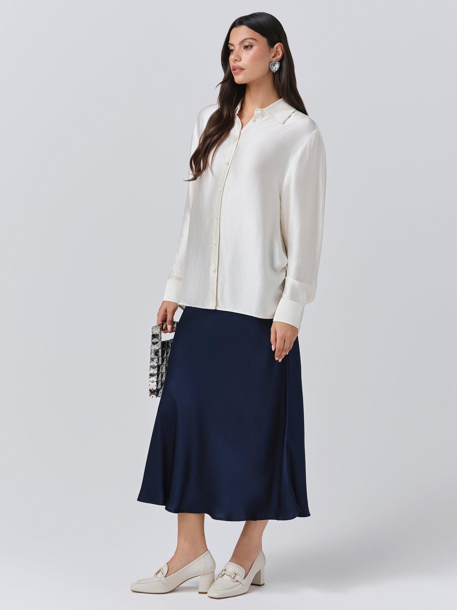 Product image 5 of 6, which shows Ghost Ellie Satin Shirt, Ivory, L