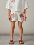 Reiss Kids' Palmer Cotton Embroidered Drawstring Shorts, Ivory