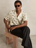 Reiss Fade Floral Print Shirt, White/Multi, White/Multi