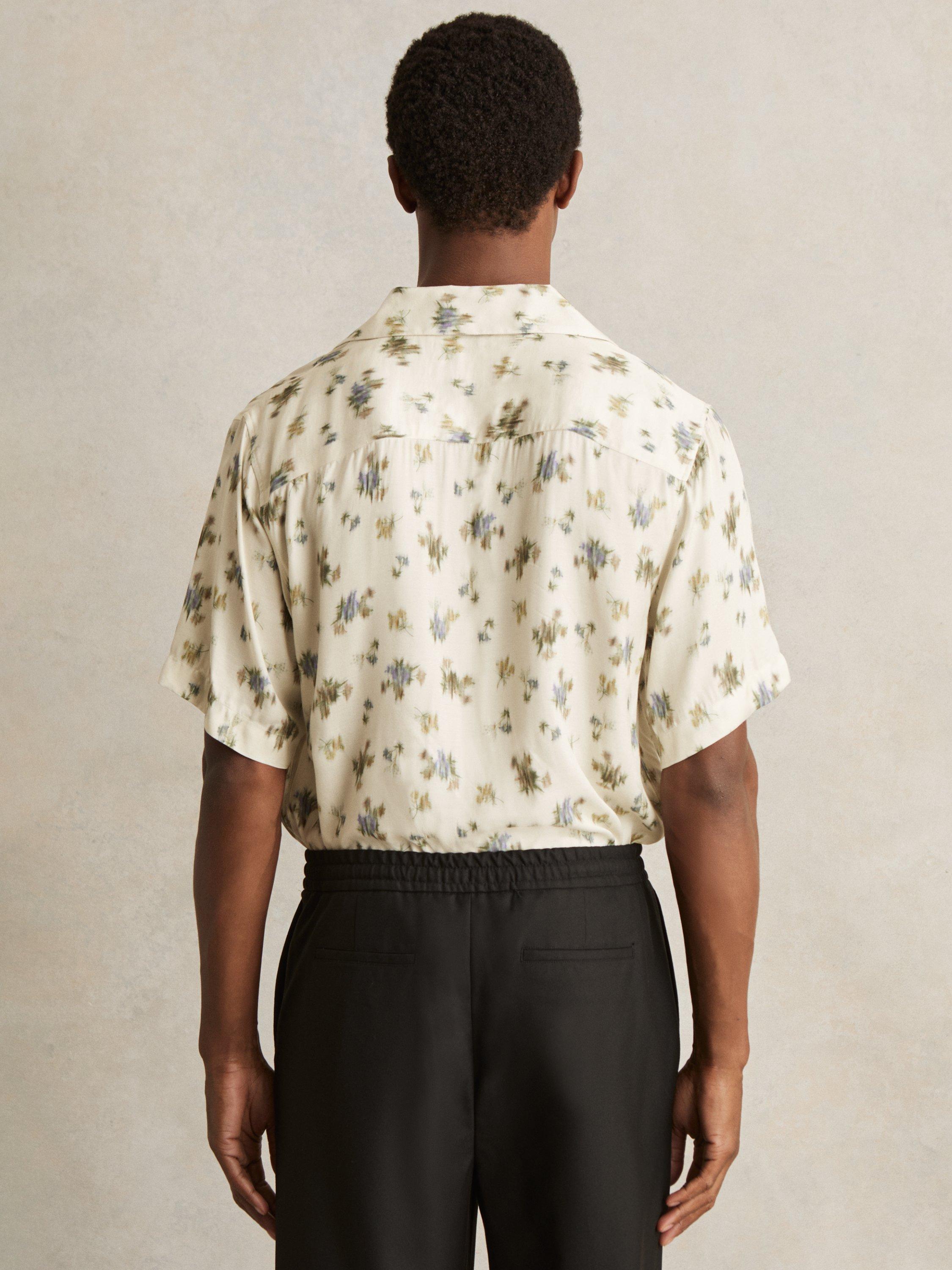 Product image 5 of 5, which shows Reiss Fade Floral Print Shirt, White/Multi, XS