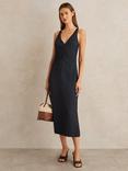 Reiss Petite Pari Ruched Midi Dress, Navy