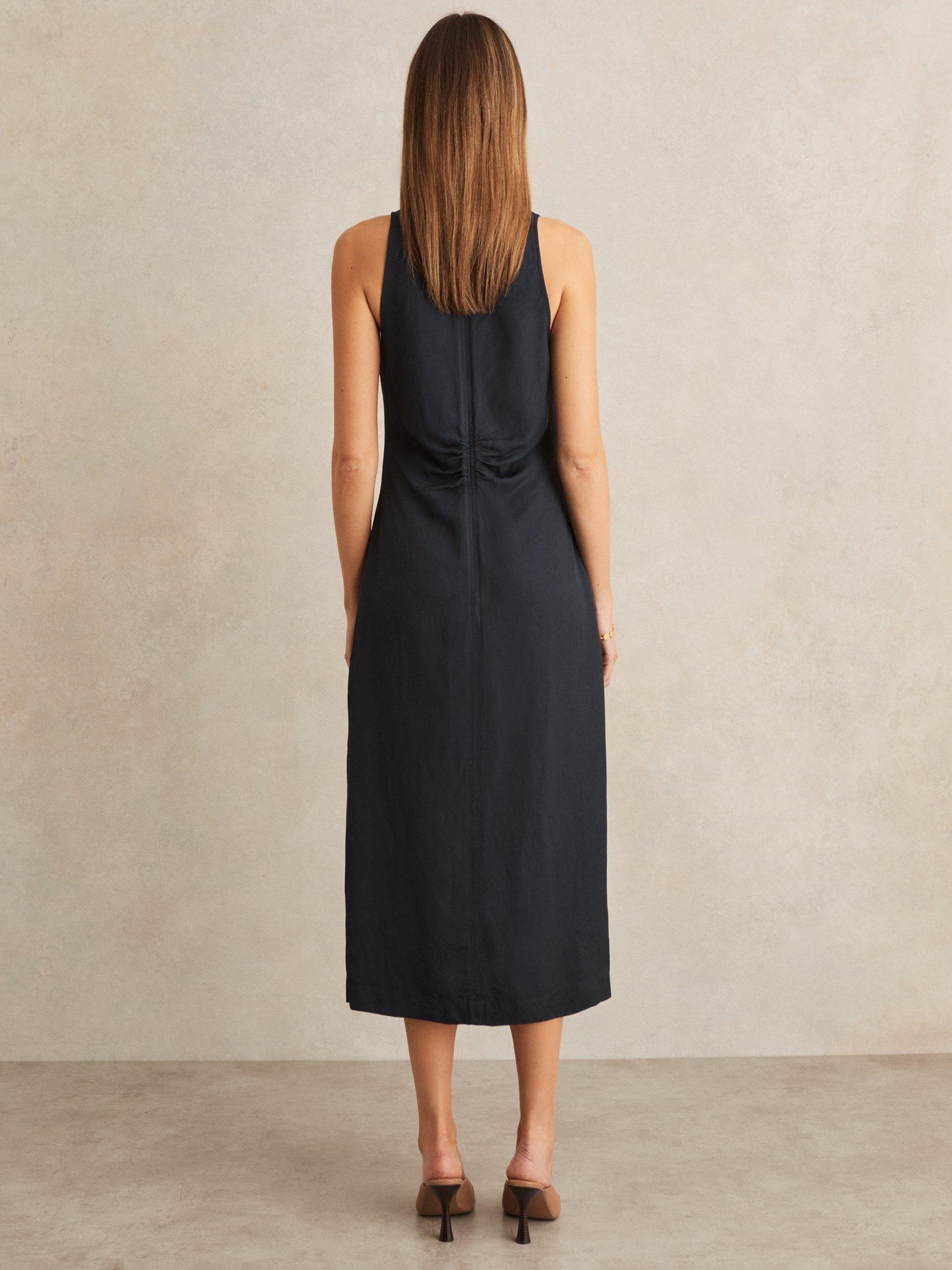 【海外限定】REISSドレス☆Petite Pari Ruched Midi Dress, Navy Reiss Petite Pari Ruched Midi Dress, Navy