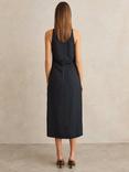 Reiss Petite Pari Ruched Midi Dress, Navy