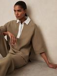 Reiss Gaia Open Collar Contrast Top, Camel