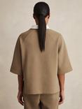 Reiss Gaia Open Collar Contrast Top, Camel