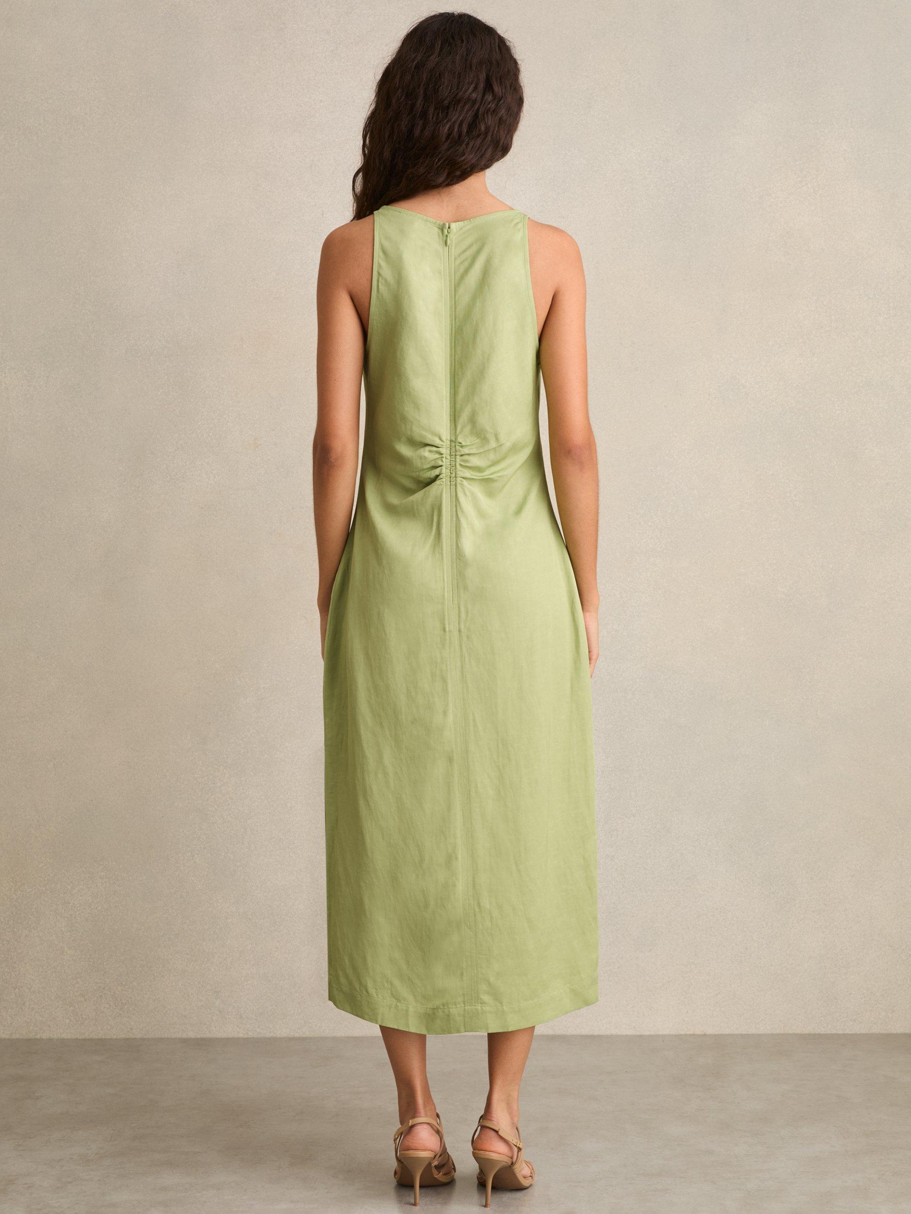 Reiss Petite Pari Ruched Sleeveless Dress, Green