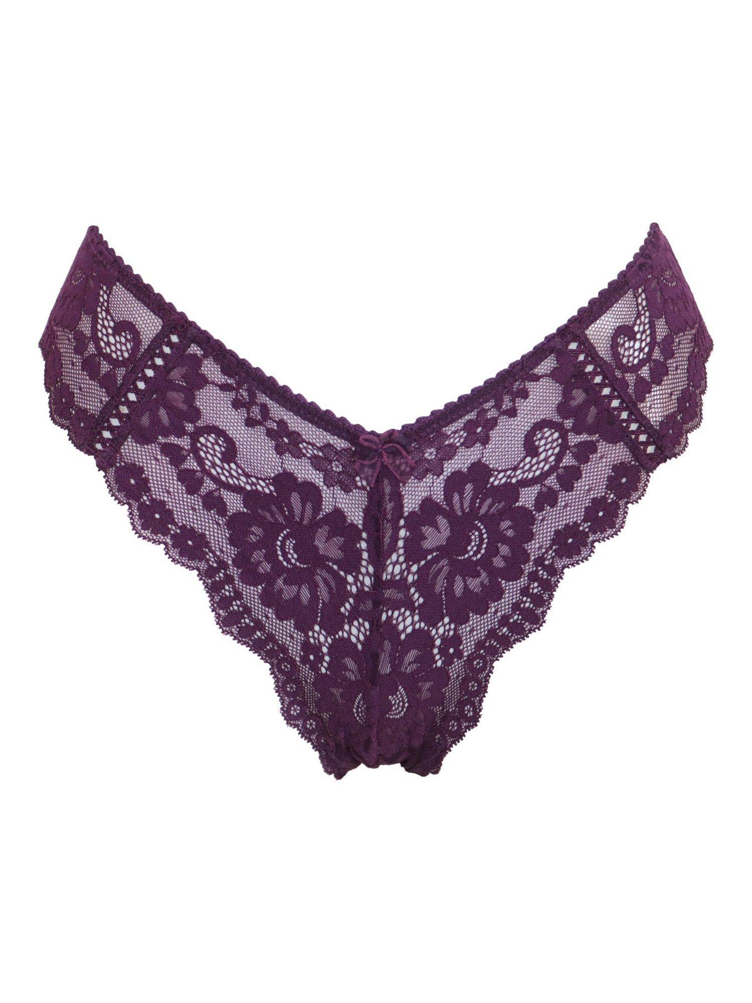Product image 7 of 8, which shows Pour Moi Fleur Cheeky V-Shaped Knickers, Plum, 8