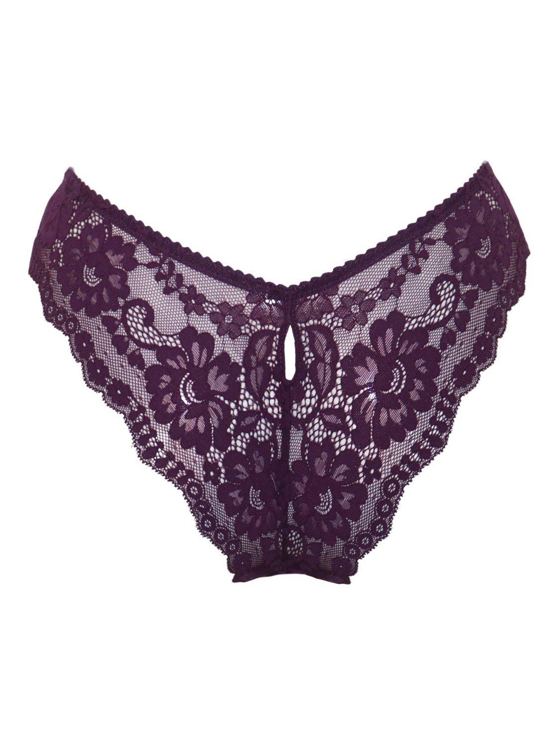 Product image 8 of 8, which shows Pour Moi Fleur Cheeky V-Shaped Knickers, Plum, 8