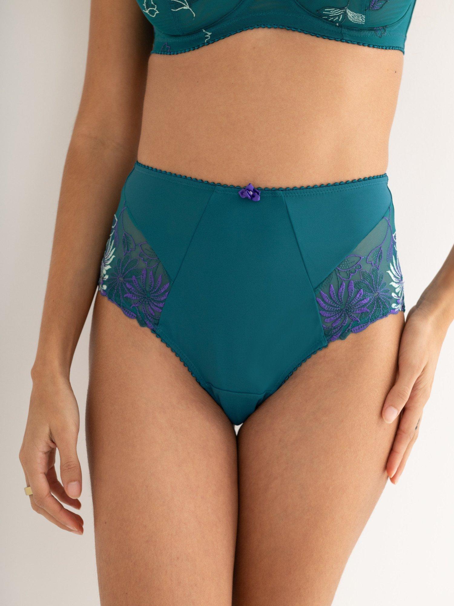 Product image 2 of 7, which shows Pour Moi St Tropez High Waist Knickers, Forest/Teal, 10