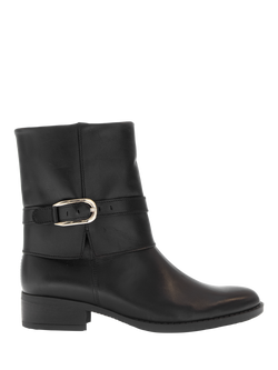 Gabor Ginger Leather Buckle Detail Ankle Boots, Black, Black