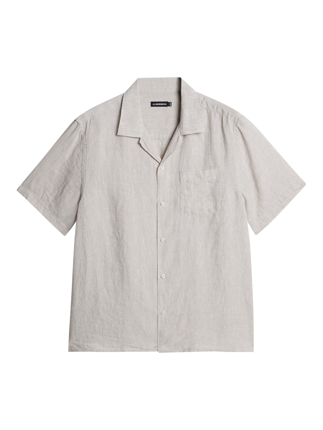 Product image 5 of 5, which shows J.Lindeberg Elio Regular Fit Revere Collar Linen Shirt, Moonbeam, L