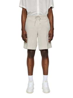 J.Lindeberg Brady Drape Linen Shorts, Moonbeam