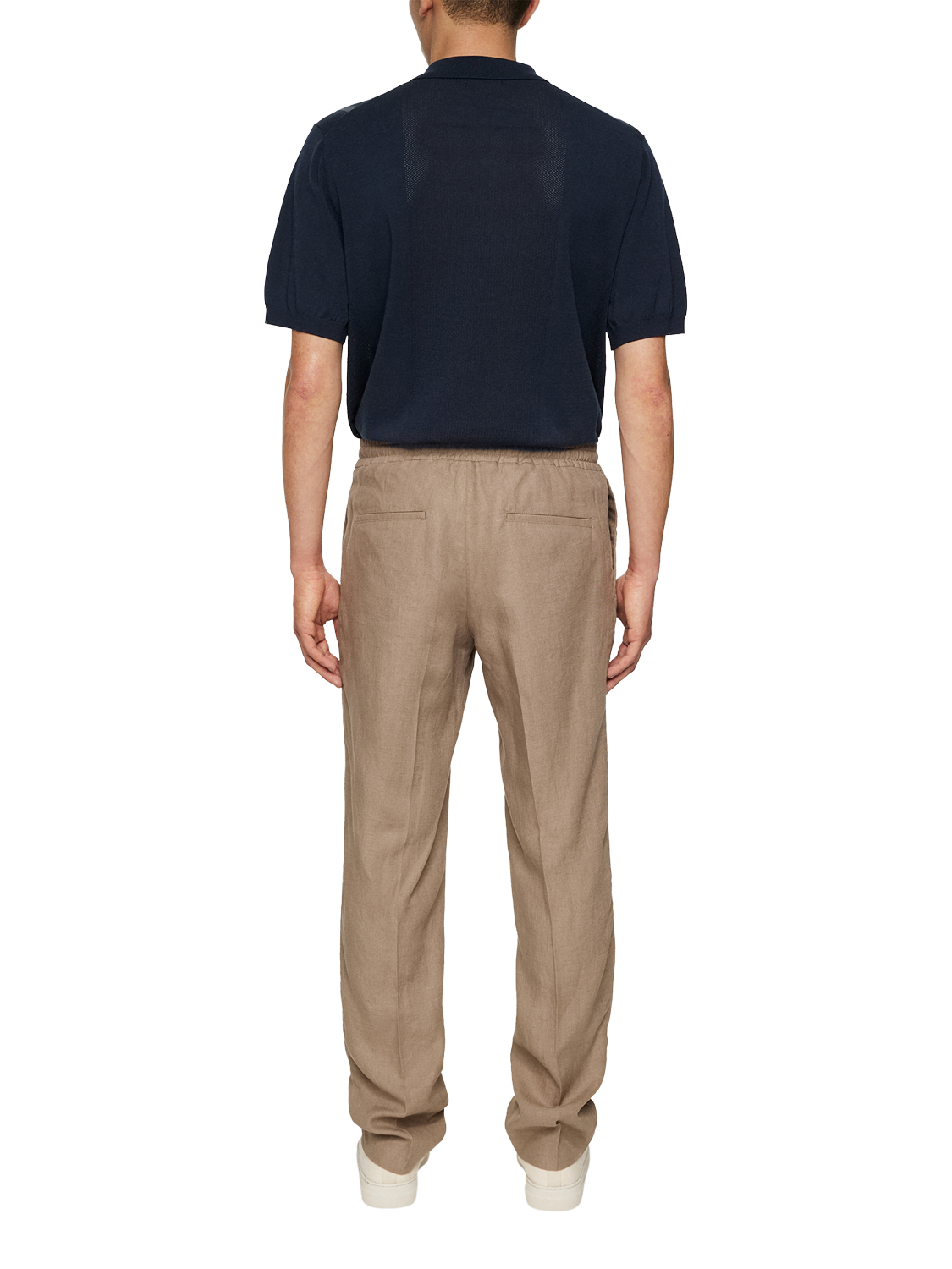 Product image 2 of 3, which shows J.Lindeberg Soren Drape Linen Trousers, Sepia Tint, 30