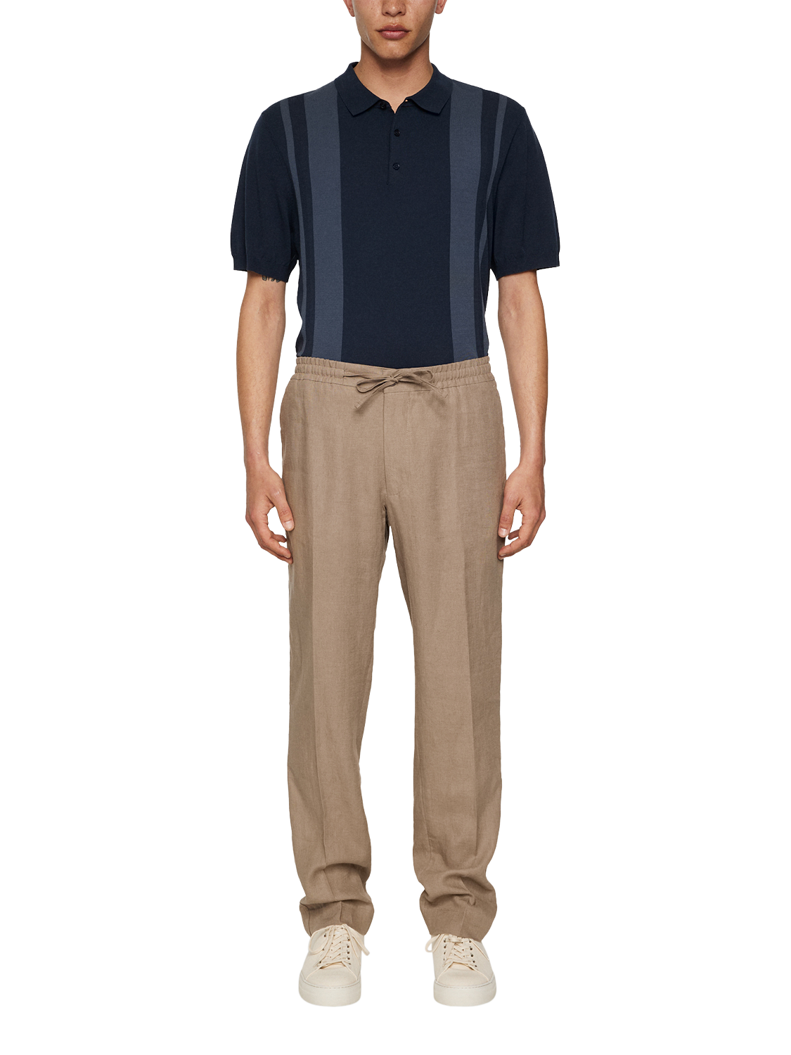 Product image 3 of 3, which shows J.Lindeberg Soren Drape Linen Trousers, Sepia Tint, 30