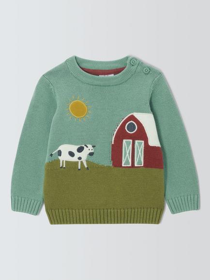 John Lewis Baby Farm Scene Jumper, Multi, Multi