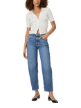 PAIGE Alexis Covered Button Barrel Leg Jeans, Light Blue