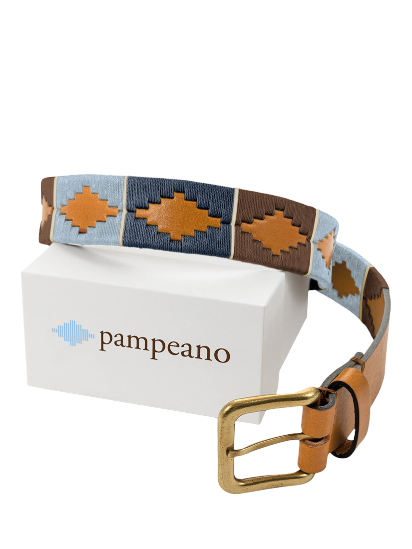 Product image 2 of 3, which shows Pampeano Arenoso Leather Belt, Areno Blue, 28
