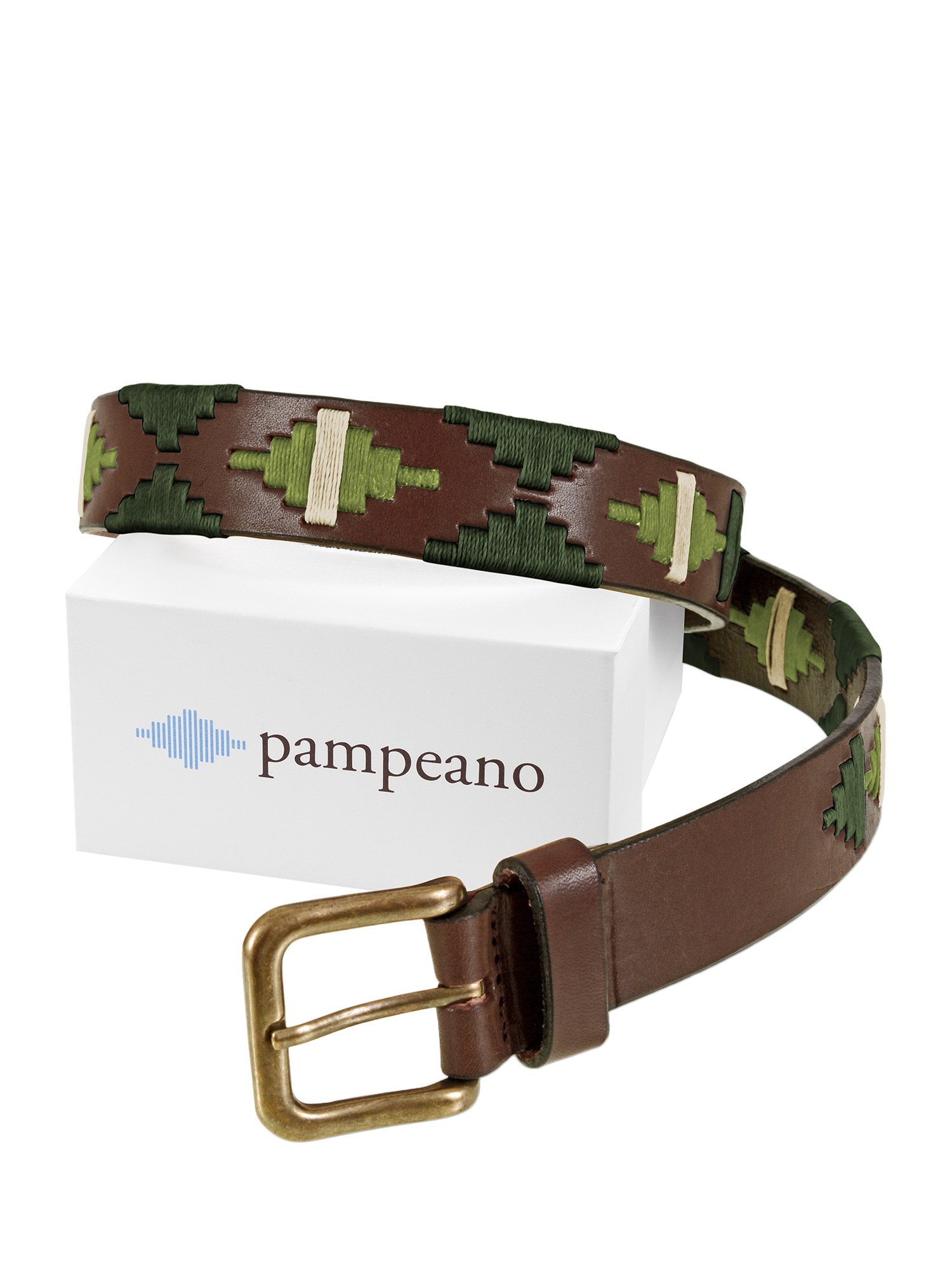 Product image 2 of 3, which shows Pampeano Verdeo Leather Belt, Green, 28