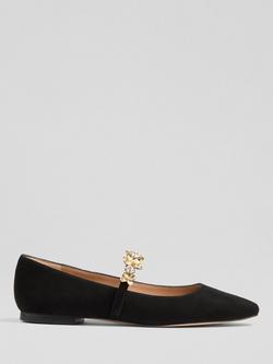 L.K.Bennett Amber Suede Flat Shoes, Black