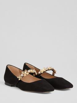L.K.Bennett Amber Suede Flat Shoes - view 2, Black