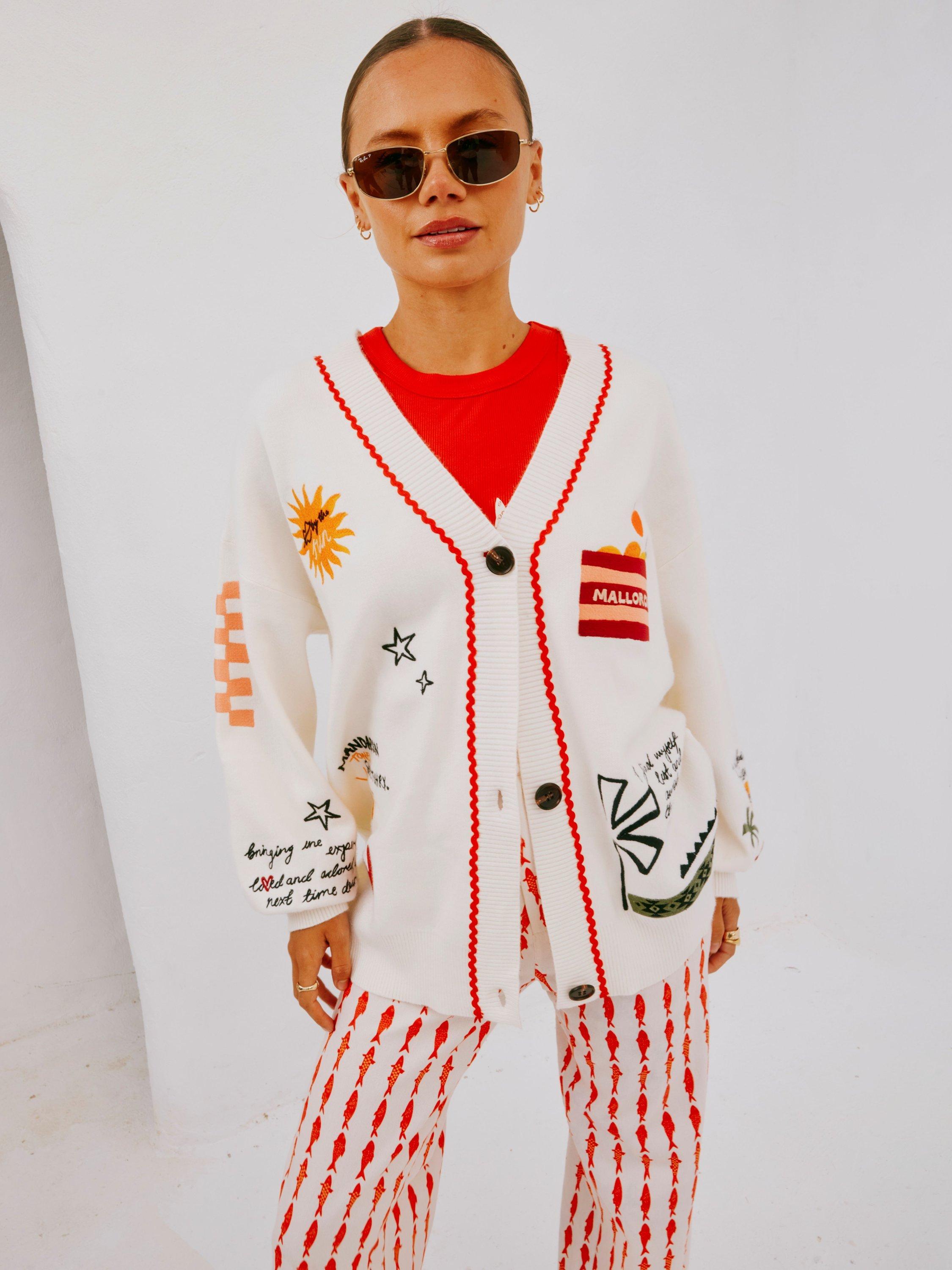 Product image 1 of 5, which shows Never Fully Dressed Poema Balearic Islands Cardigan, White, XS