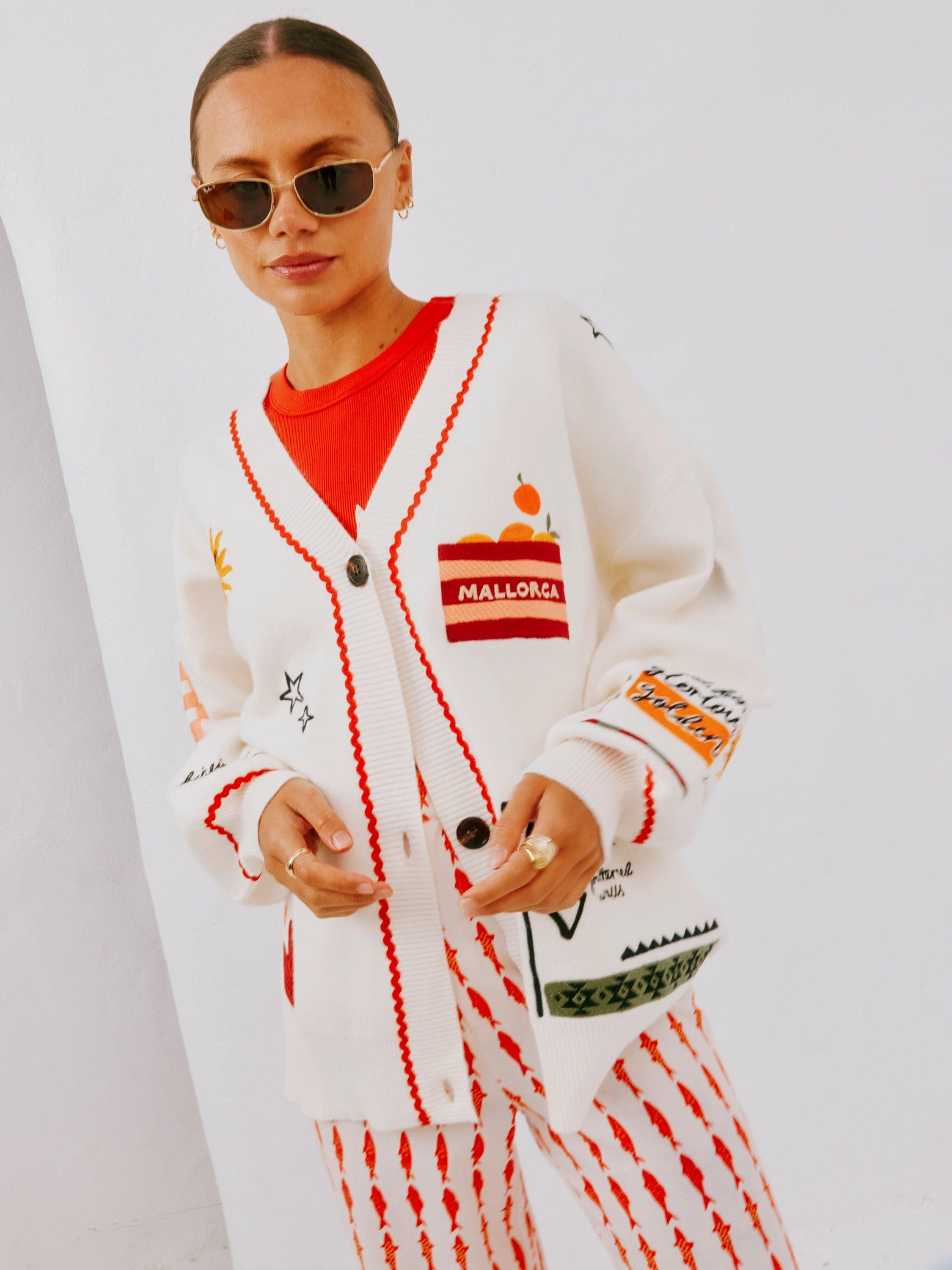 Product image 3 of 5, which shows Never Fully Dressed Poema Balearic Islands Cardigan, White, XS